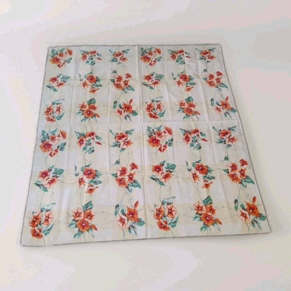VINTAGE YELLOW CHECKERBOARD /RED TABLECLOTH 43"X 54"
